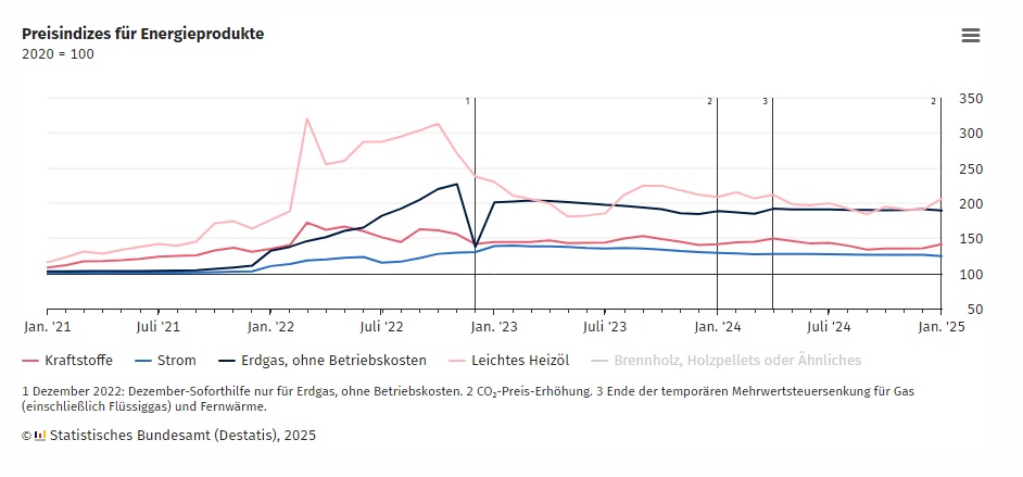 DESTATIS: Preisindizes fr Energieprodukte Januar 2025