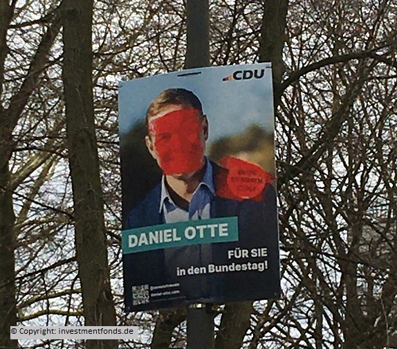 Invextra: Wahlplakat der CDU beschdigt